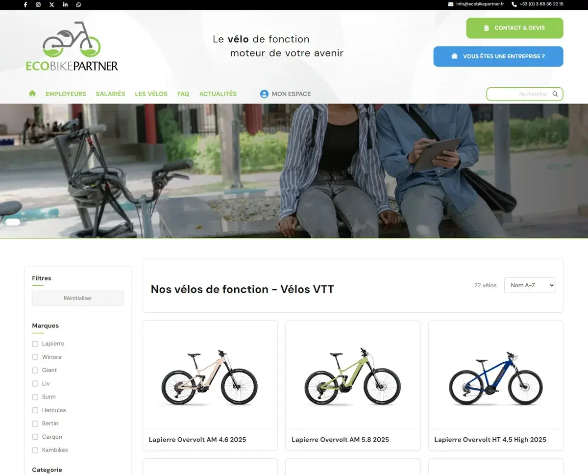 EcoBikePartner — vélo de fonction : contrat signé en ligne, abonnements et catalogue — capture 1